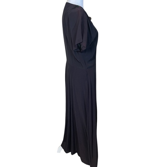 Vintage 80s Karen Alexander Black Victorian Gothic Maxi Dress 10 Embroidery Read - Picture 5 of 15